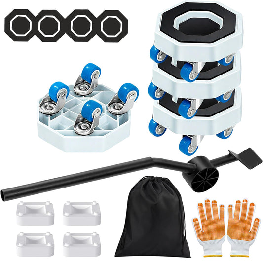 Furniture Mover with 4 Wheels & Extended Pry Bar - 16pcs 360? Rotating Heavy Duty Furniture Lifter Sliders Tool for Sofa, Bed, Cabinet (350KG
