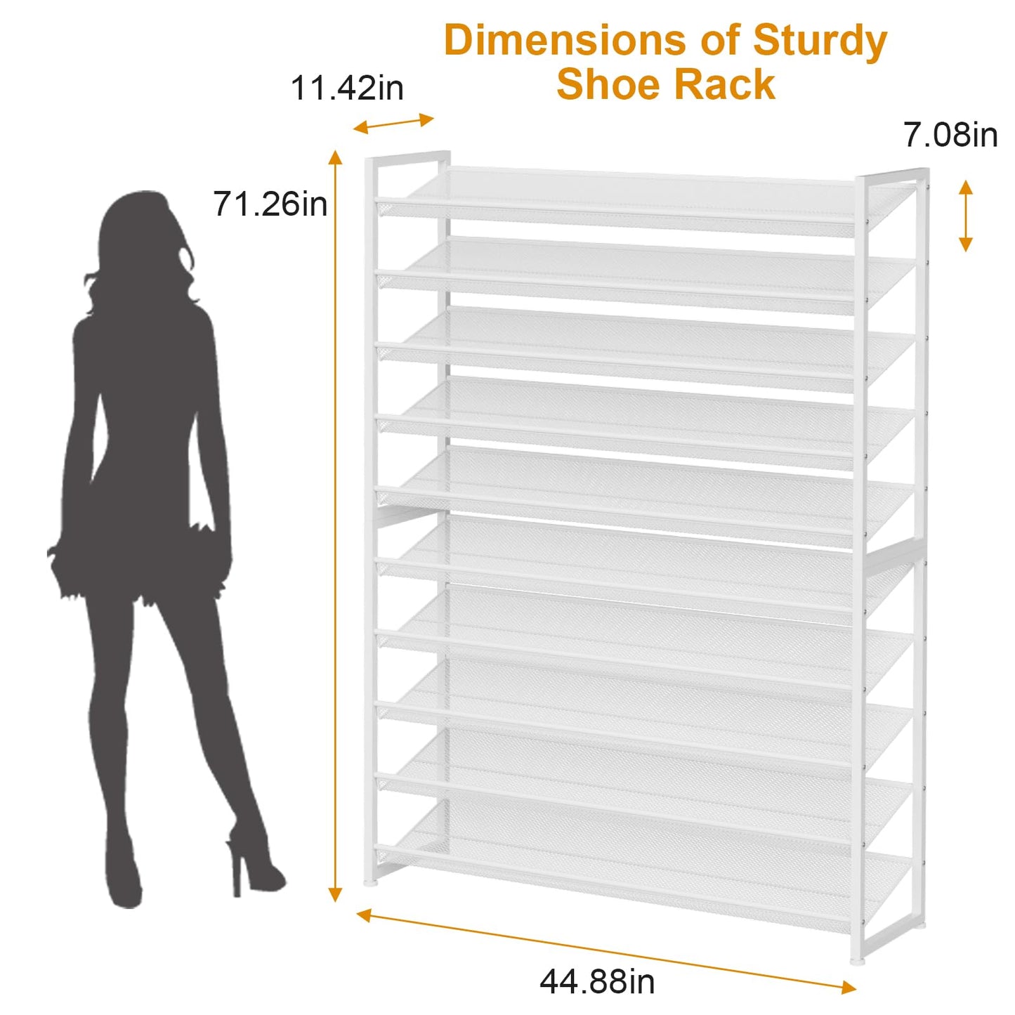 NEYCIL Large Shoe Rack 10 Tier Shoe Organizer, Heavy Duty Metal 5-Tier Stackable Shoe Storage Vertical Shoe Rack for Closet Front Door Entrance