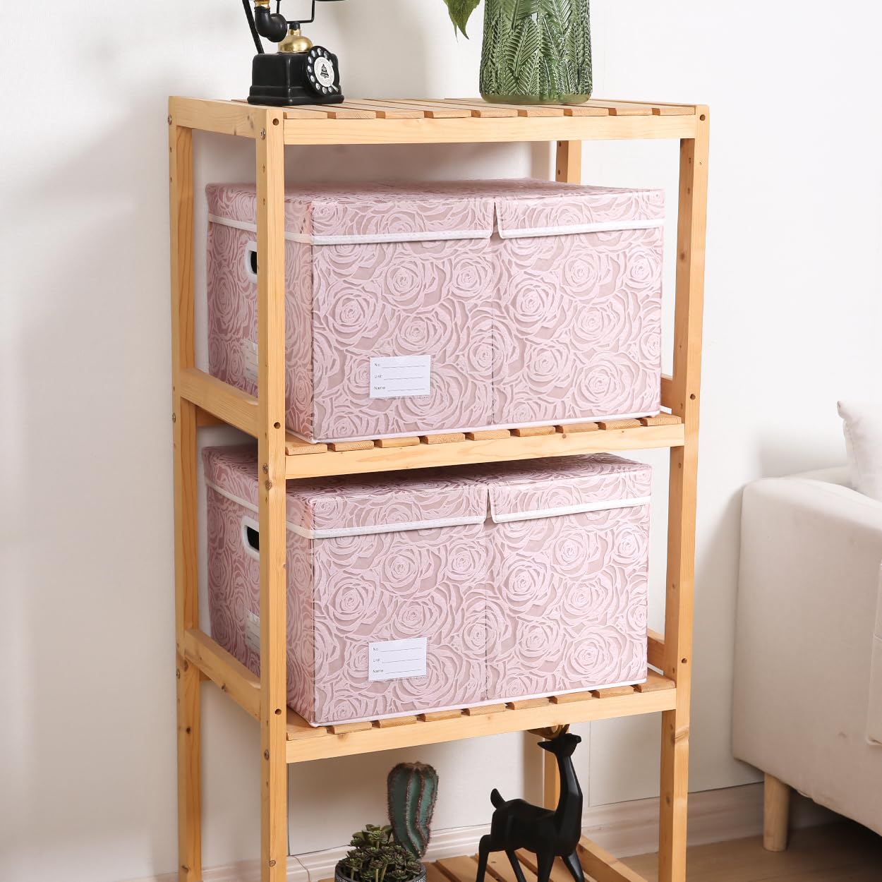 Prandom Storage Boxes with Lids Large.Rose Pattern Fabric Decorative Storage Box, Really Useful Box,Clothing Storage,Cubes