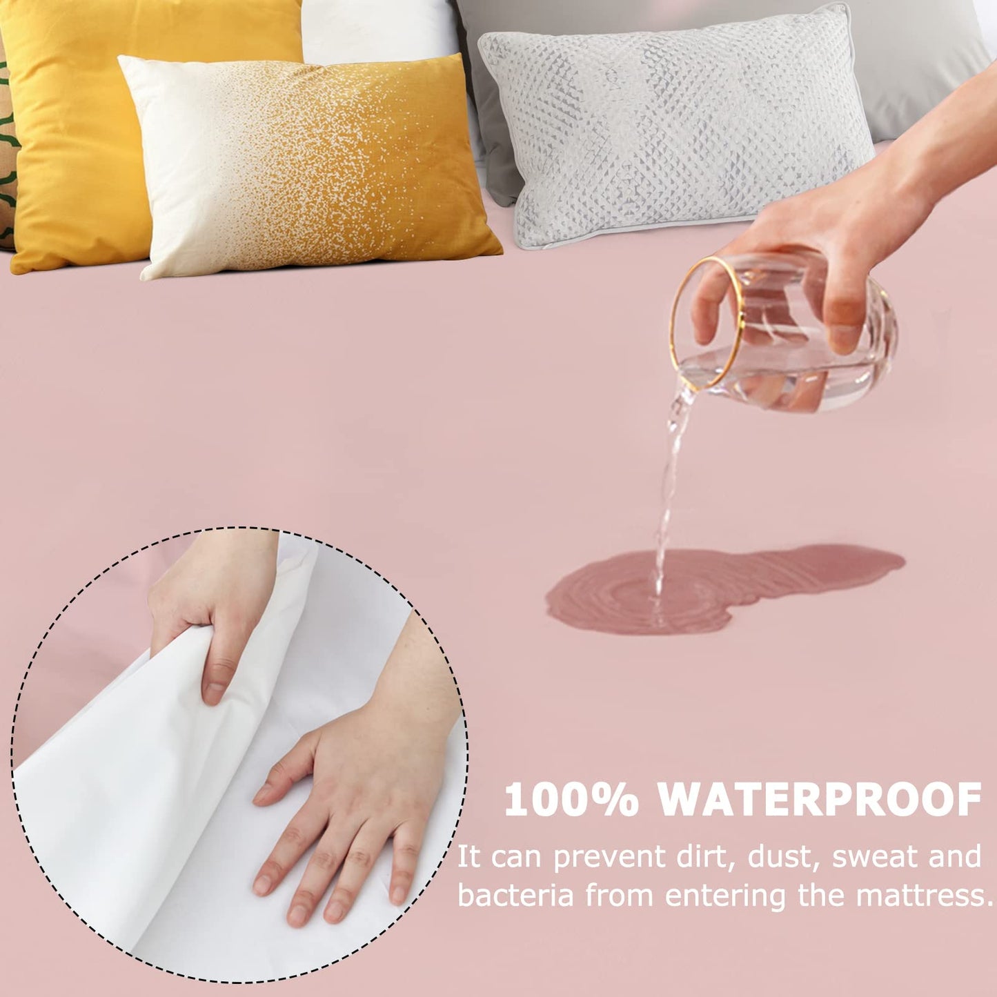 Waterproof Mattress Protector,122x190cm Mattress Covers, 30cm Deep Pocket Fitted Sheet