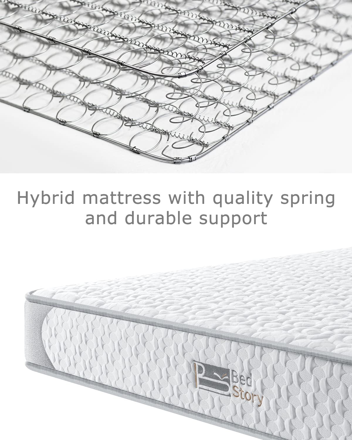 BedStory Silver Double Mattress, Foam & Coil Spring, Medium-firm, 135x190x14cm