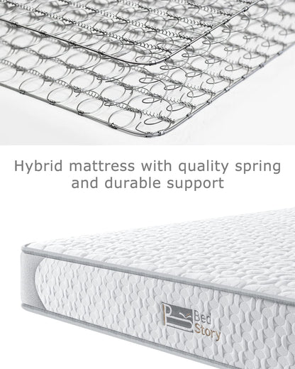 BedStory Silver Double Mattress, Foam & Coil Spring, Medium-firm, 135x190x14cm