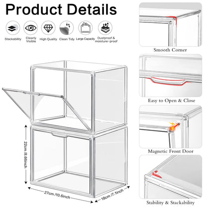 LINYAPRY 4 Packs Clear Plastic Handbag Storage Organizer for Closet, Acrylic Display Box for Handbag, Stackable Storage Boxes Bag Organizer with