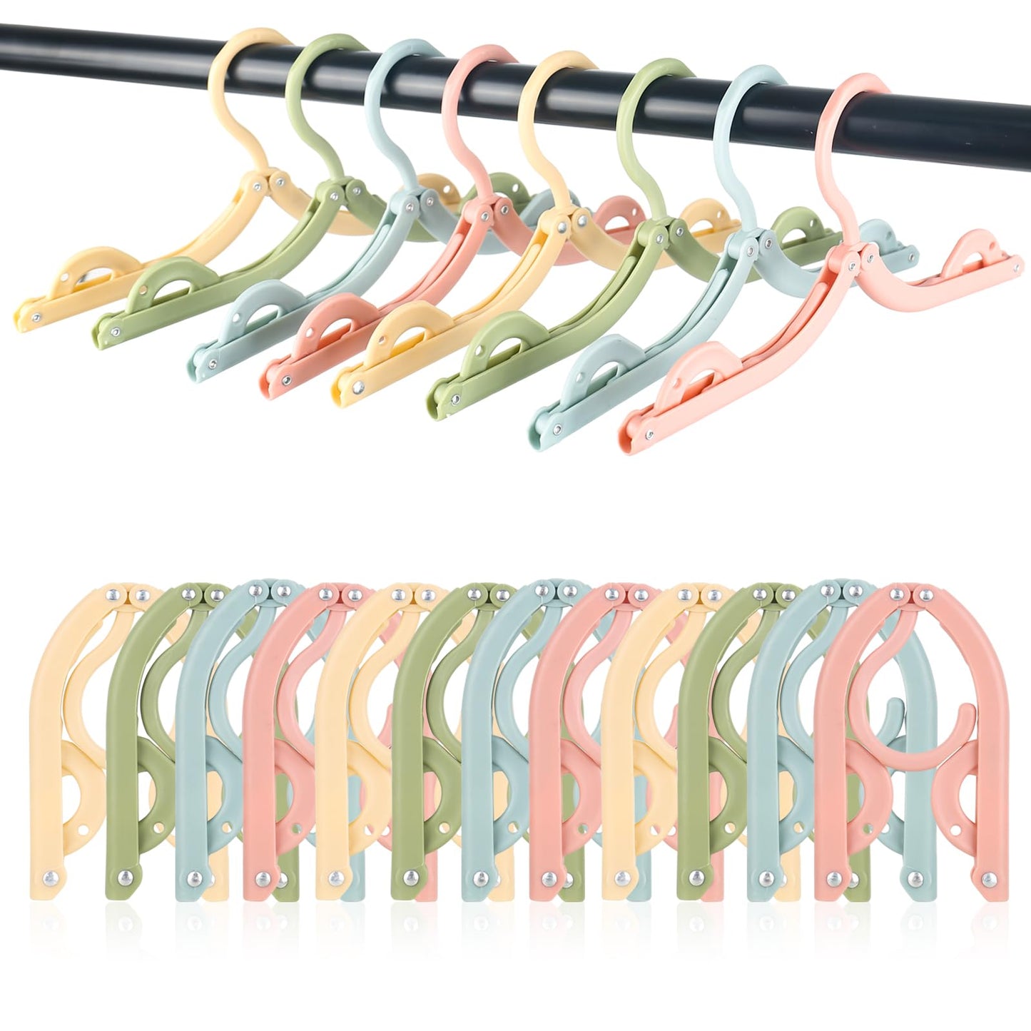 Travel Hangers 20 PCS Folding Clothes Hangers Portable Plastic Clothes Coats Hangers Non-SlipTravel Hanger Portable Folding Foldable Space Saving