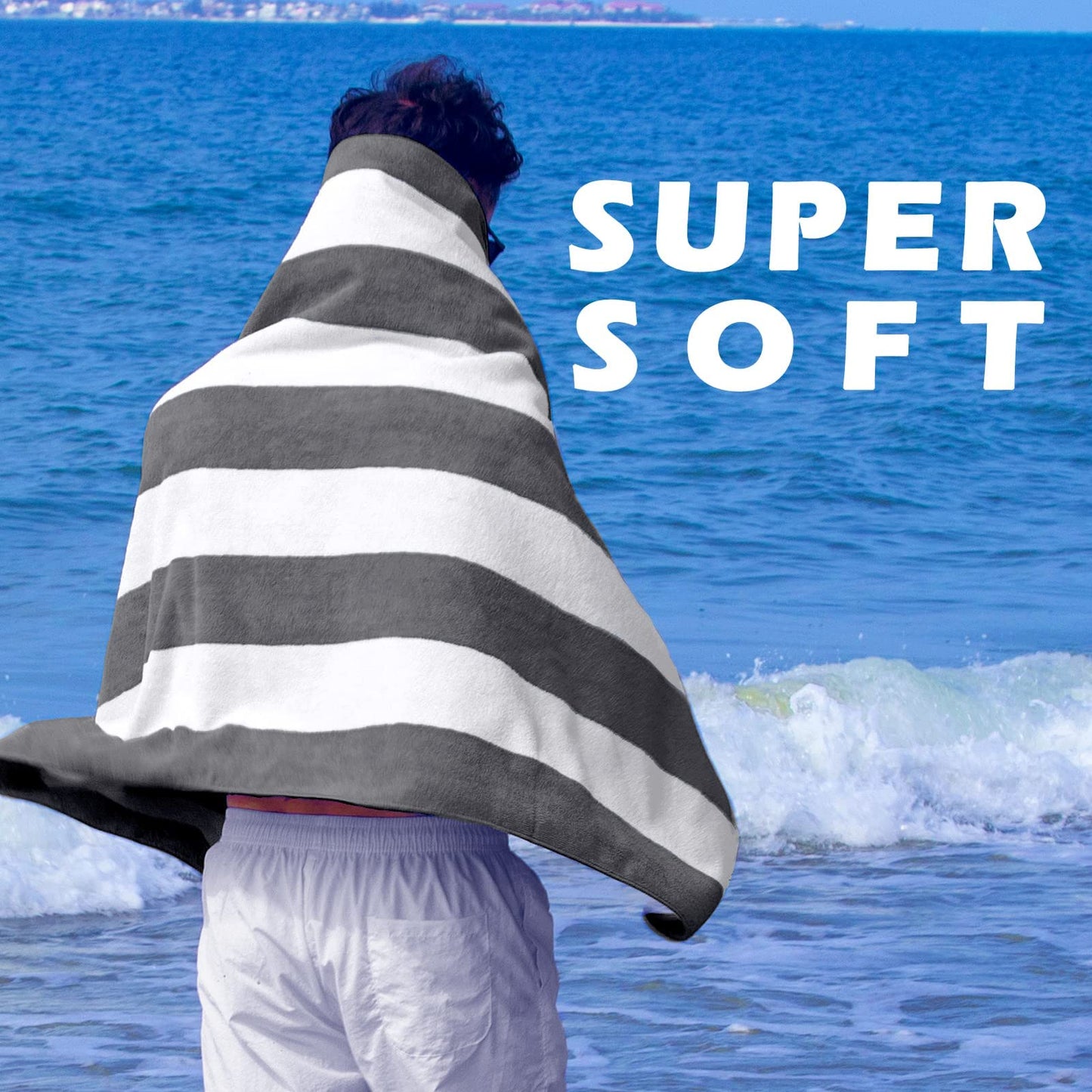 Exclusivo Mezcla 4-Pack Large Microfiber Beach Towels Set, 152x76 cm