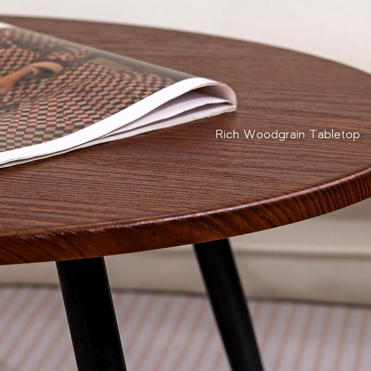 Vanpoo 2 Pcs Oval Coffee Table,Retro Walnut Coffee Tables Nesting Tables Set,Easy Assembly Mid Century Modern Coffee Tables for Living Room