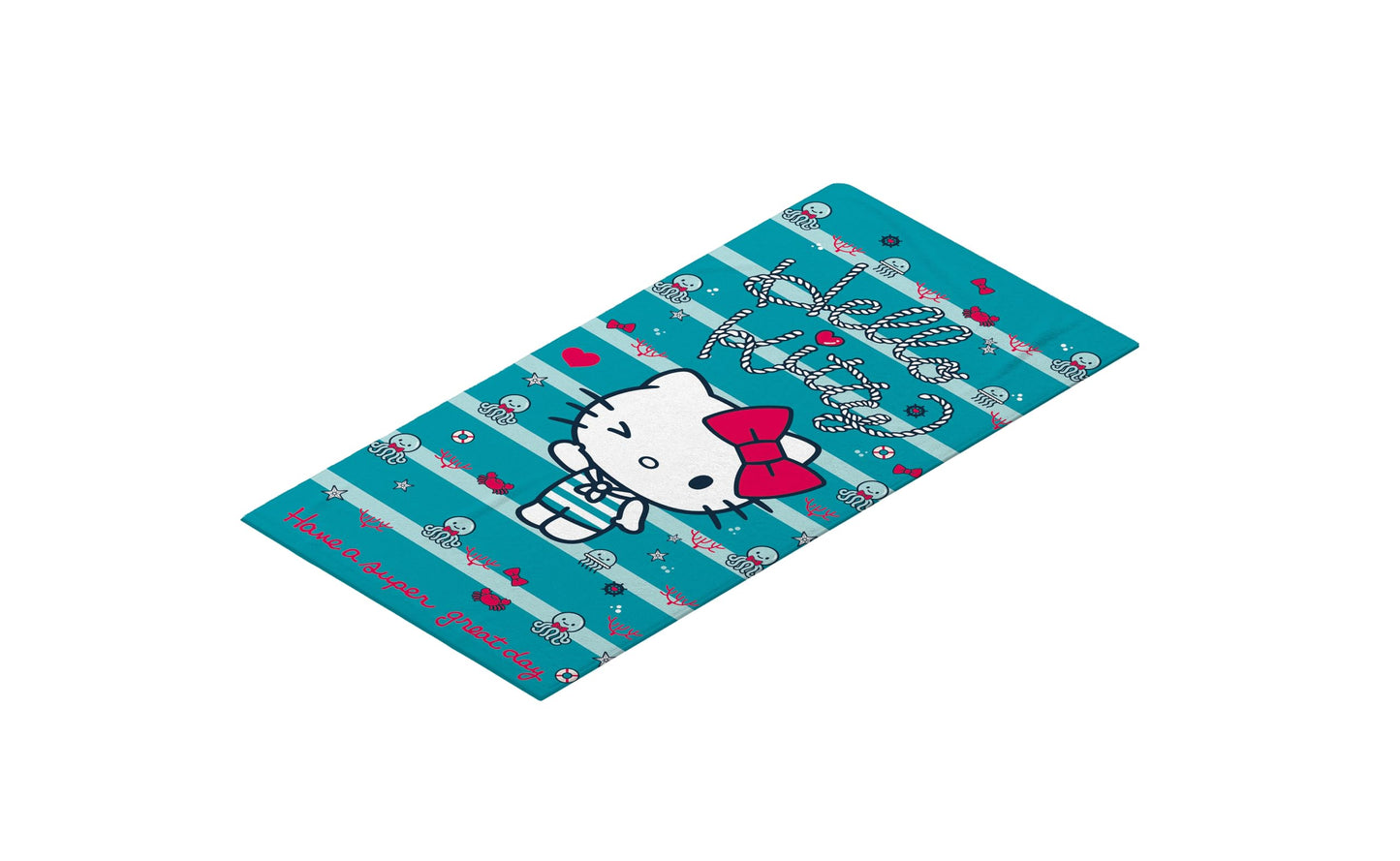 hermet, Hello Kitty Beach Towel, 70 x 140 cm, Beach or Pool Towel, 100% Soft Cotton, Practical and Lightweight