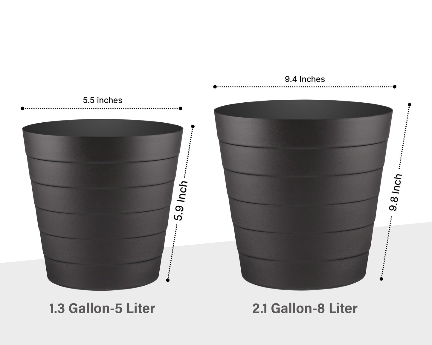 Zuvo Waste Paper Bin 8L, Wave Design Bin for Bedroom and Office, Black