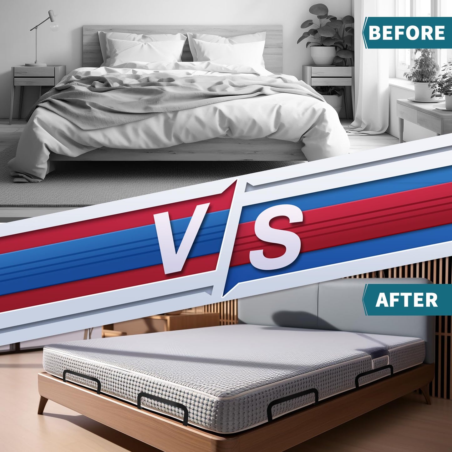 Zhuatek 5 Pcs Metal Mattress Slide Stopper for Adjustable Beds, Keeps Mattress in Place