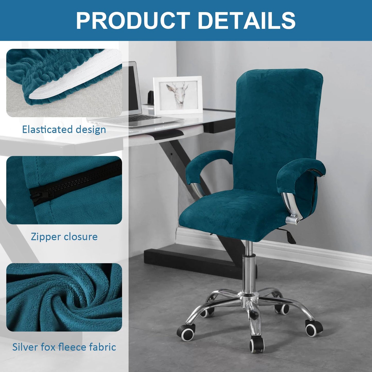 YushengTai Velvet Office Chair Cover, Chair Covers with Armrest, Seat Cover, Office Chair, High Back Seat Cover, Gaming Chair Cover
