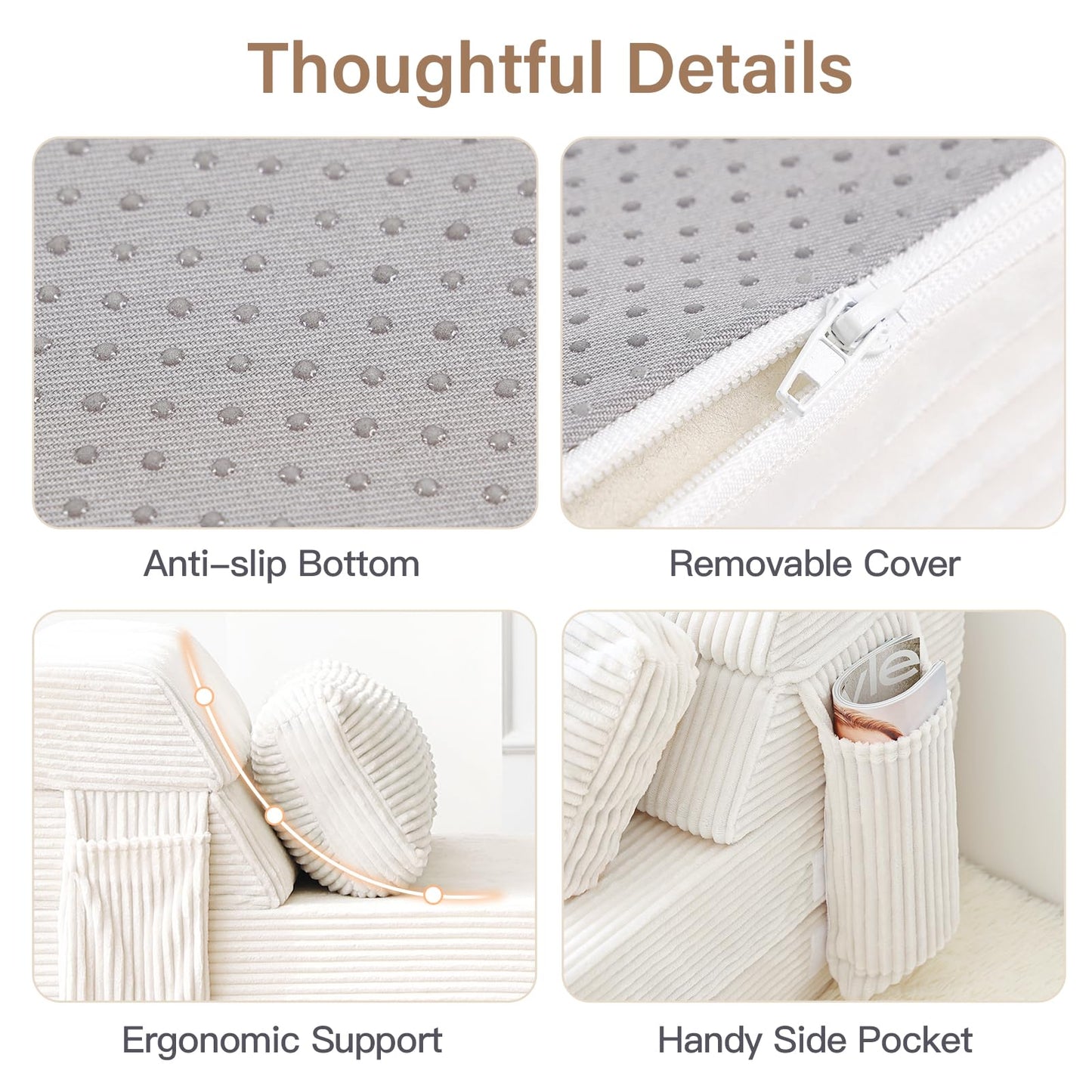 YOTATING Folding Sofa Bed with Pillow, Corduroy Convertible Sleeper Chair, Comfy Floor Futon Mattress Lounge Sofa for Adults