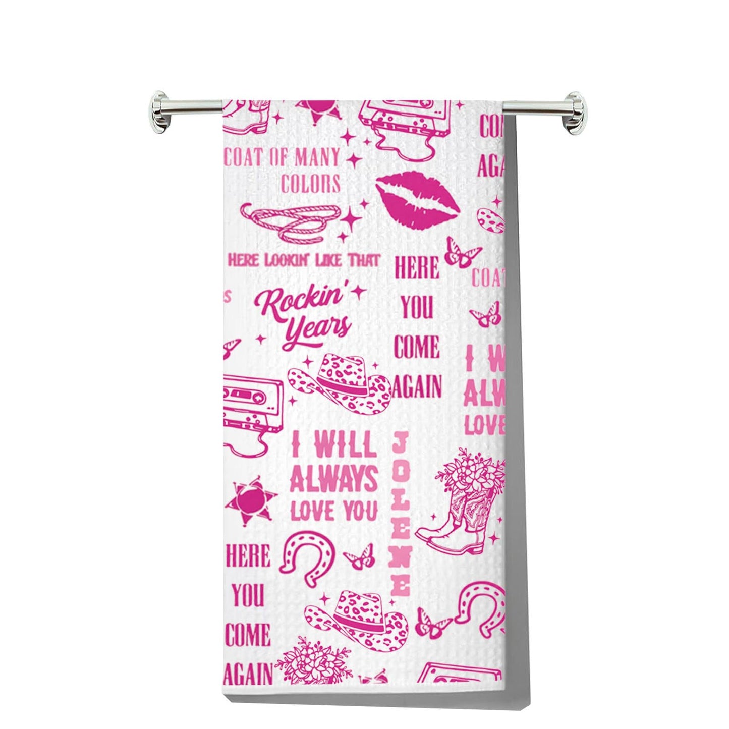 LEVLO Country Song Kitchen Towel Country Music Lover Gift Country Album Tea Towel Country Festival Fans Housewarming Gift (Always Love You)