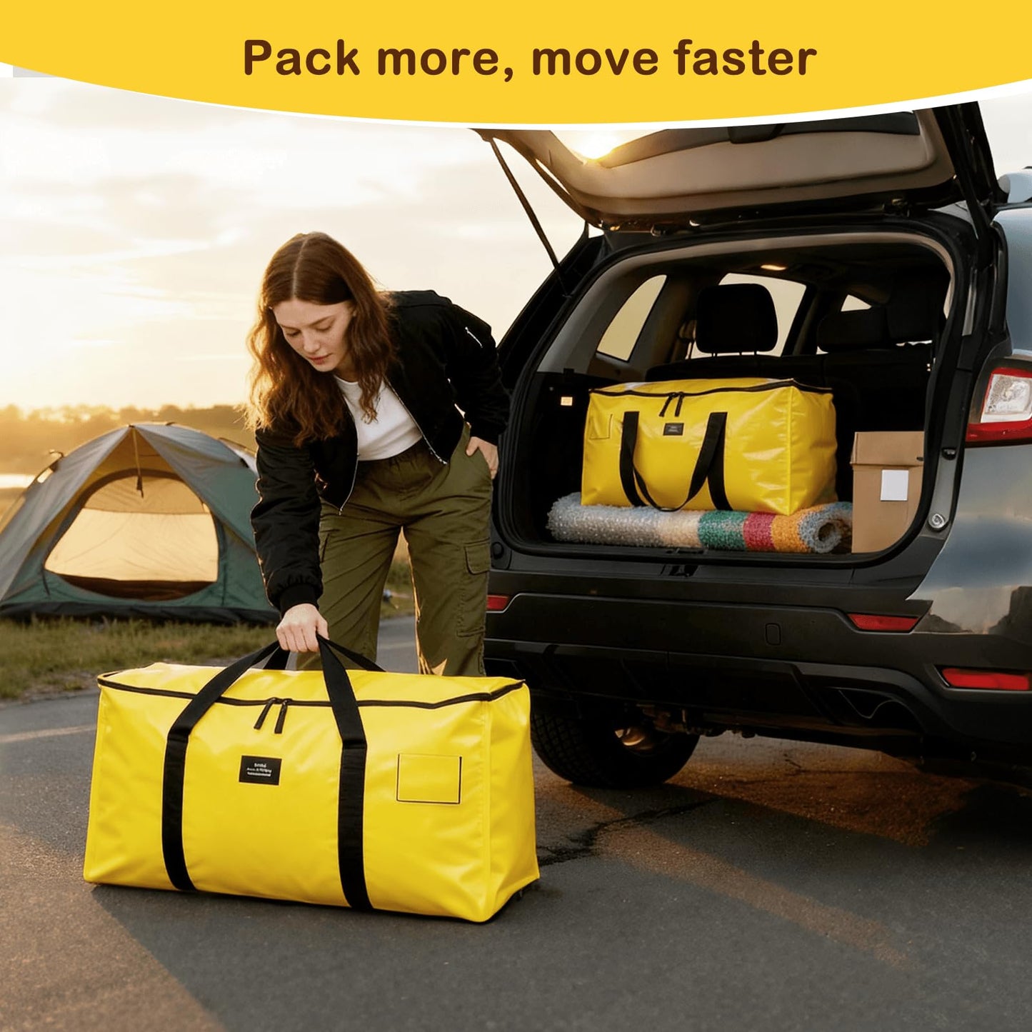 JIAWEN 4 Pack Moving Bags and Storage Bags - 95L Heavy Duty Moving Boxes