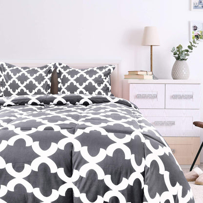 ComfyWell Double Duvet -Printed Comforter Bedspreads, Coverlets & Sets, 2 Pillowcases Warm and Anti Allergy All Season Coverless Duvet, Throws For