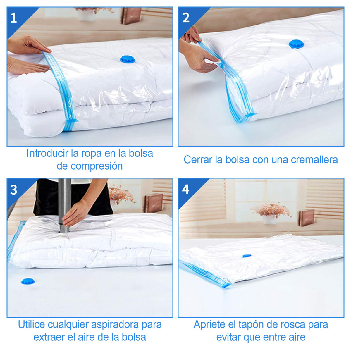 5 Pieces Vacuum Storage Bags, Vacuum Seal Bags for Clothing, Travel Space Saver Bags for Luggage, Clothes, Pillows, Comforters, Blankets, Bedding