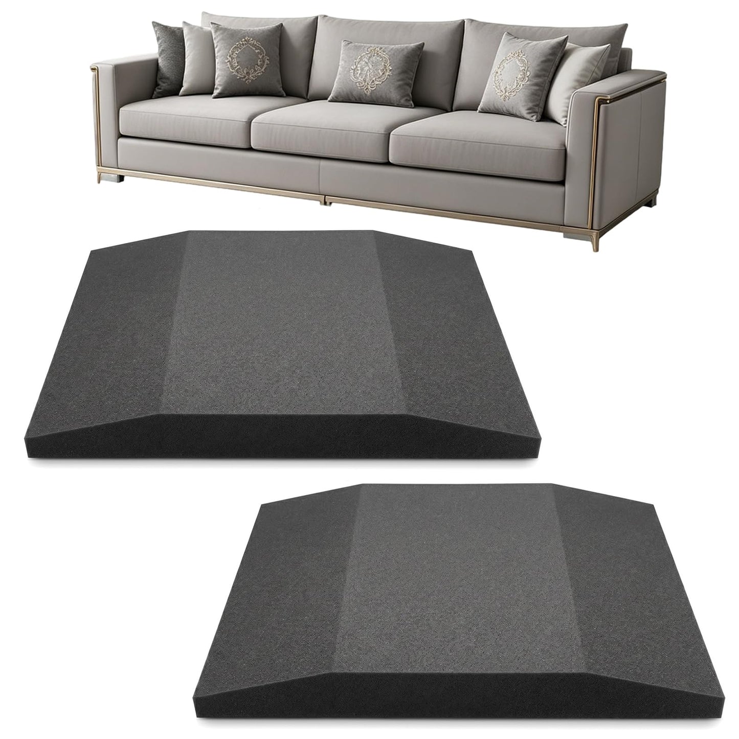 Wulshome 2 Pcs High Density Foam Sofa Cushion Support 55×55cm, Couch Seat Saver for Sagging Furniture Seat Repair Sofa Cushion Support for Sagging