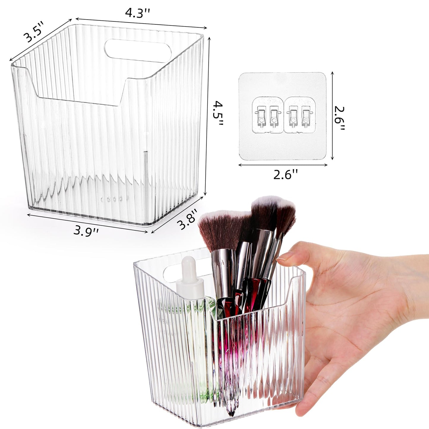 WRINGKIT 6 Pack Kitchen Cabinet Door Storage Box, Self-Adhesive Wall Mounted Cupboard Organiser, Stackable Storage Organizer Holder Basket for Walls