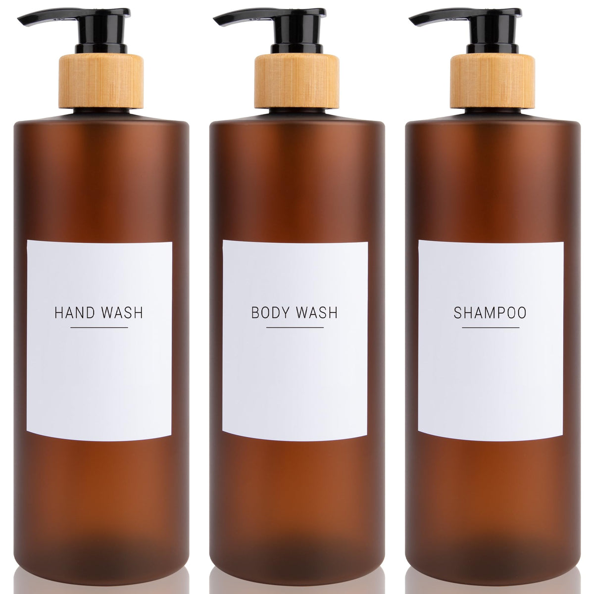 500ML Soap Dispensers with White Waterproof Labels Lotion Pump Dispenser PET Empty Bottle for Bathrooms