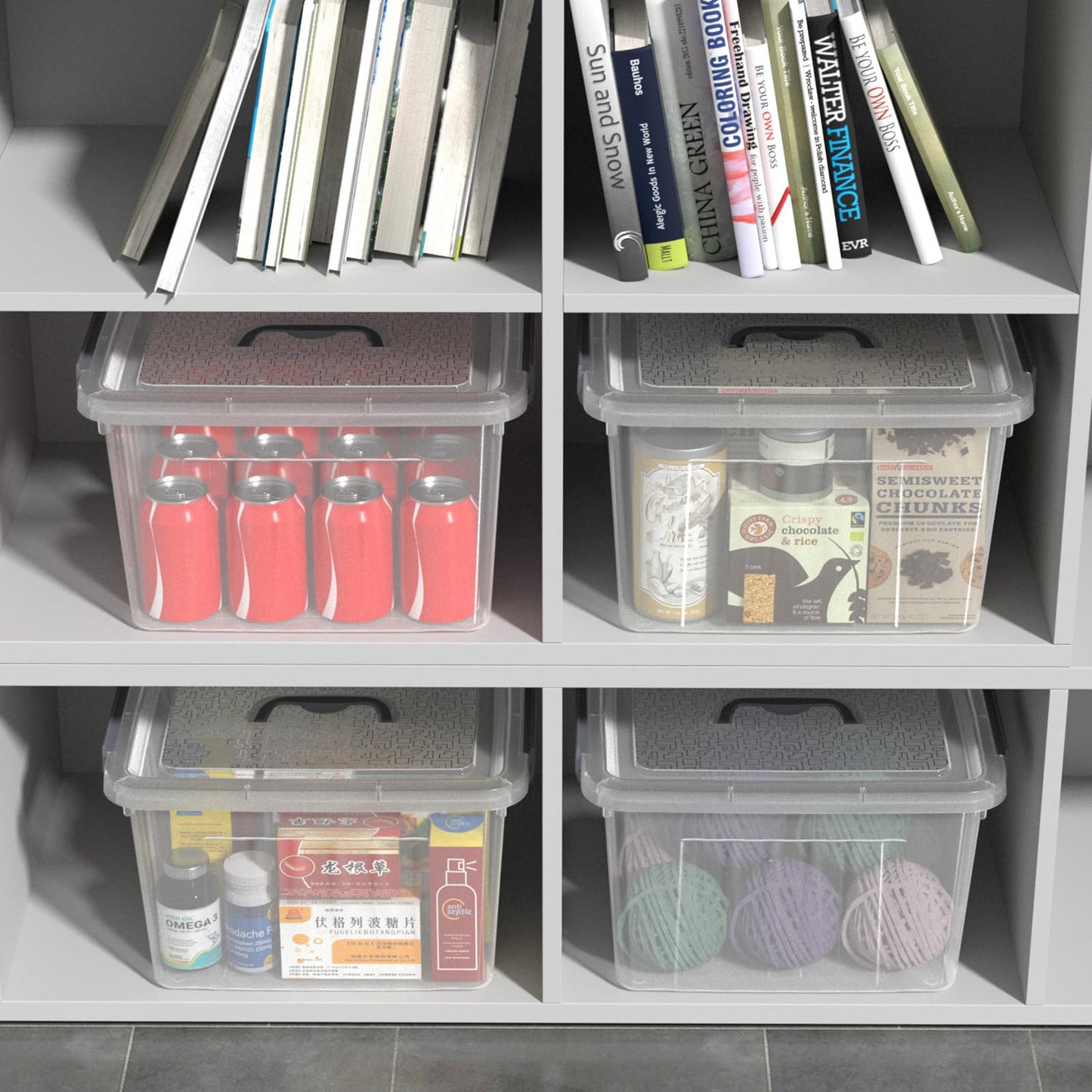 Neadas 10 L Clear Storage Latching Box, Plastic Boxes with Lid, 6-Pack