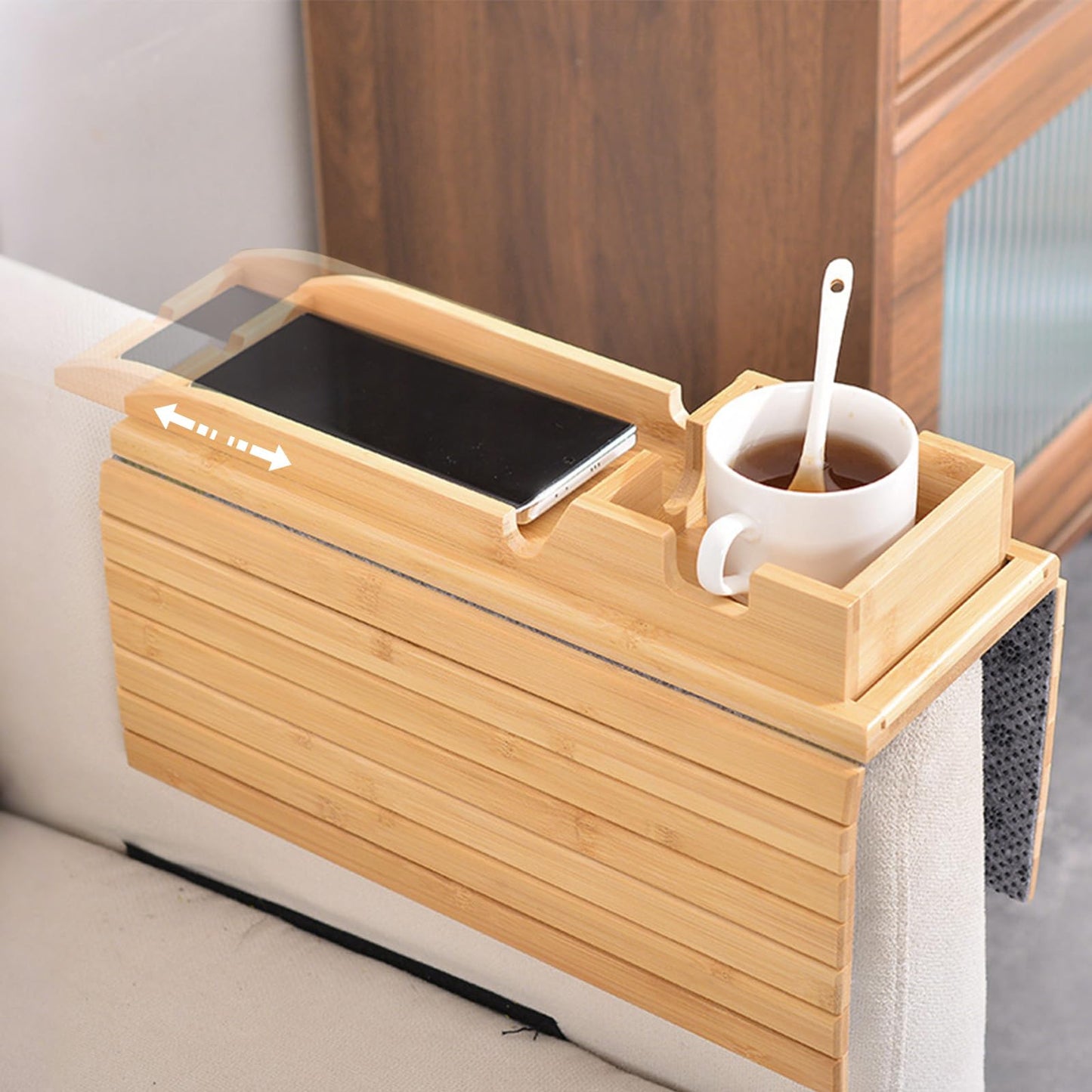 Refein Sofa Arm Tray with Cup Holder - 2-in-1 Foldable