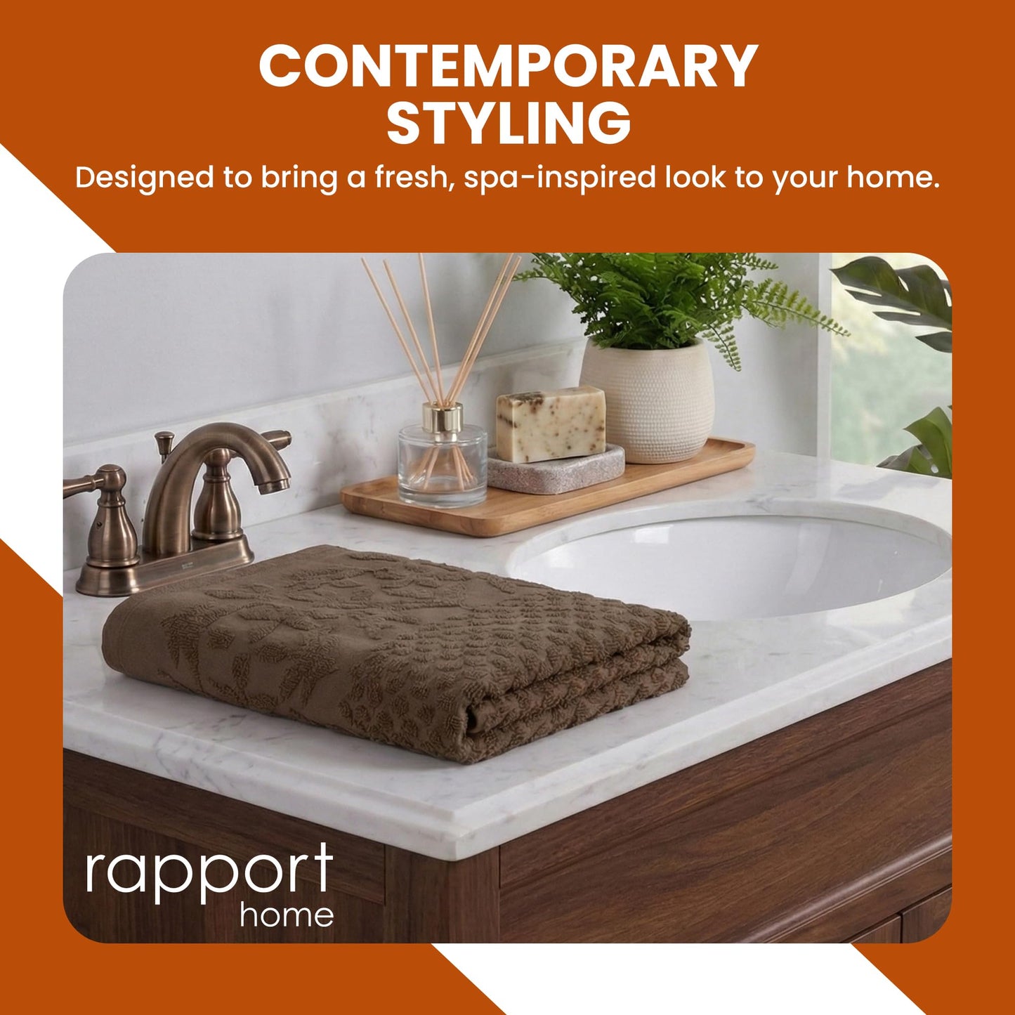 Rapport Home Versailles Jacquard Bath Sheets 2 Pack - Mushroom Latte 90x140cm | Luxurious 500GSM 100% Cotton