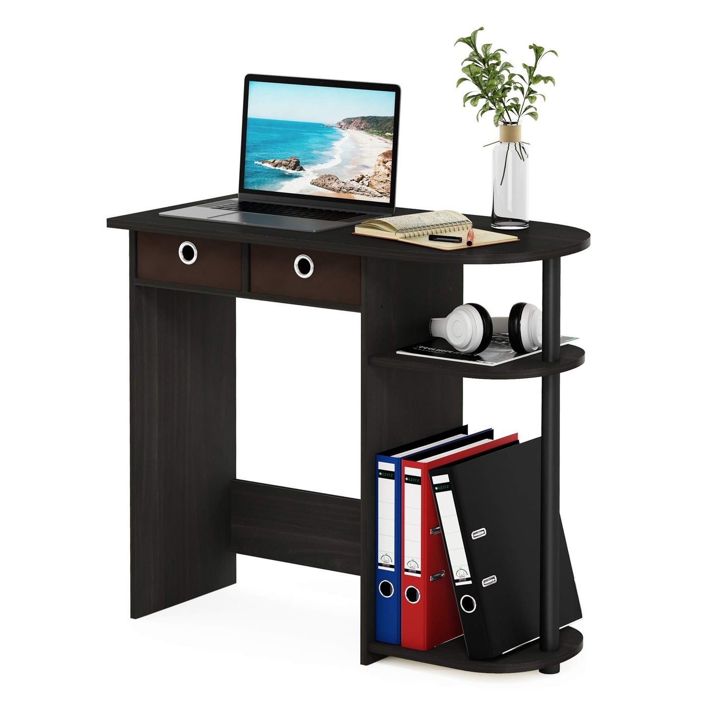 Furinno Go Green Home Laptop Notebook Computer Desk, Study Desk, Writing Desk, Espresso/Black/Brown