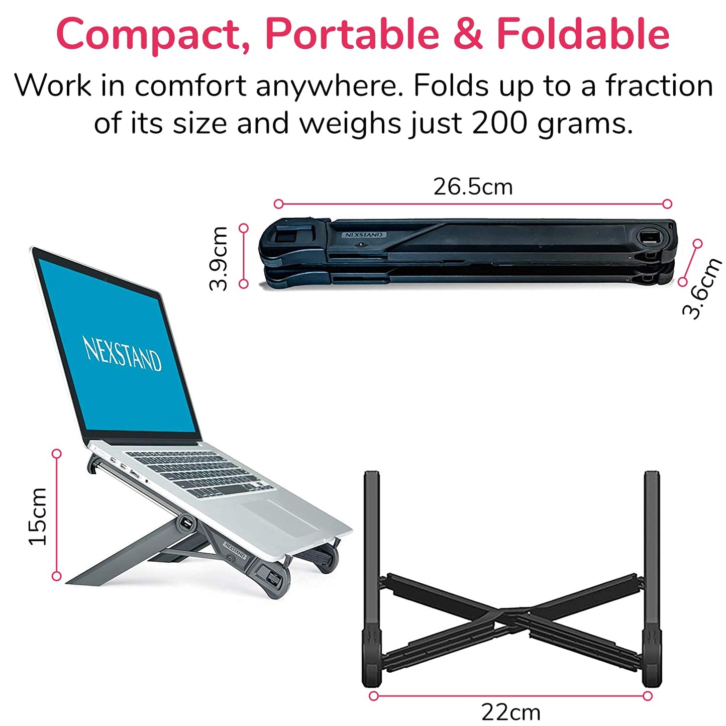 NEXSTAND K7 Laptop Stand, Foldable Portable Desktop Laptop Holder with Ventilated Cooling