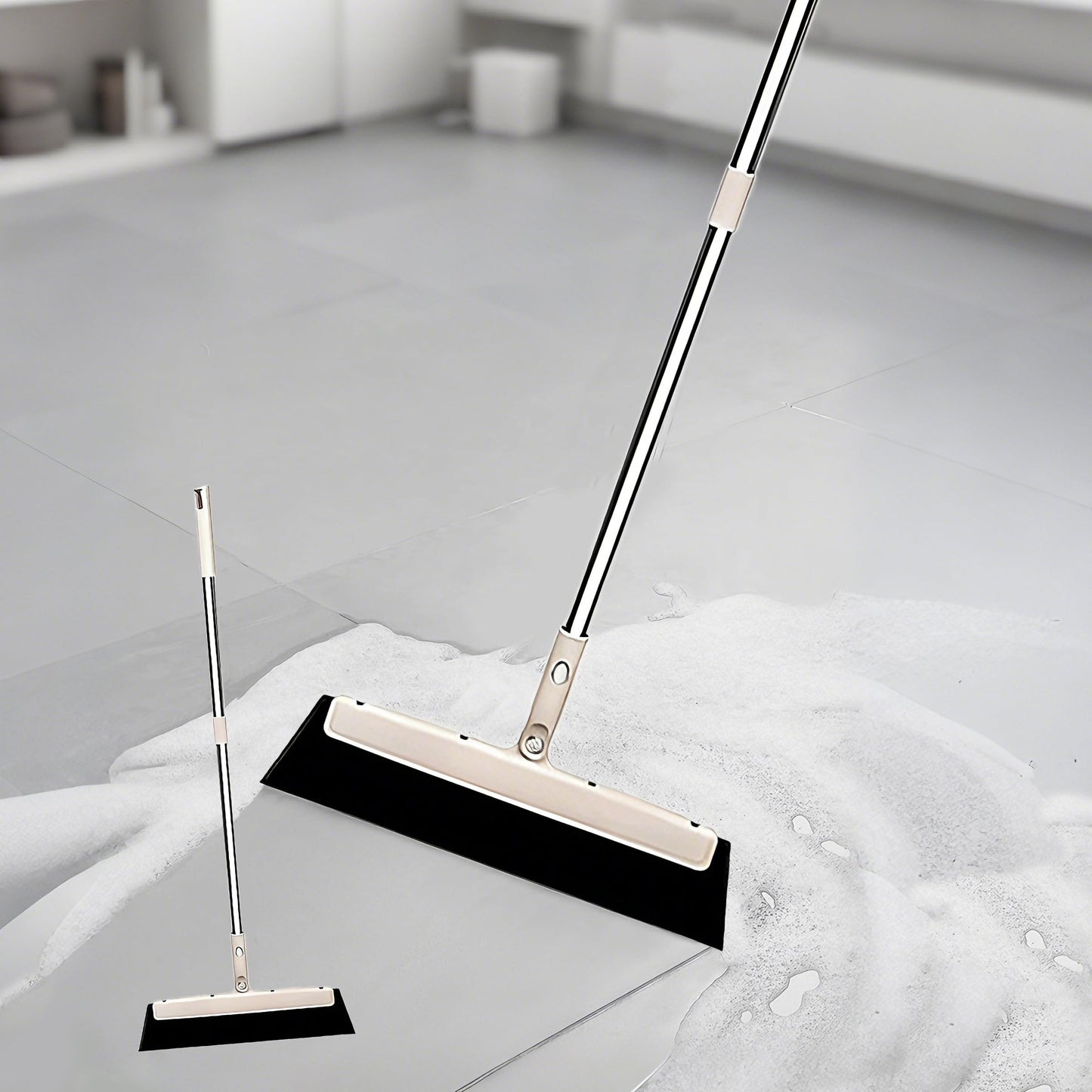 Floor Squeegee Shower Scraper Professional Water Squeegee Foam Water Scraper 180° Rotating Floor Squidgy for Wet & Dry Cleaning Dust, Liquid