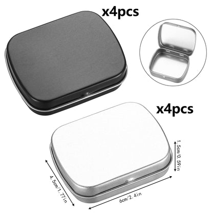 HAOCHEN 8 Pieces Rectangular Small Tin Boxes, Tins Containers, Empty Hinged Tins with Lids