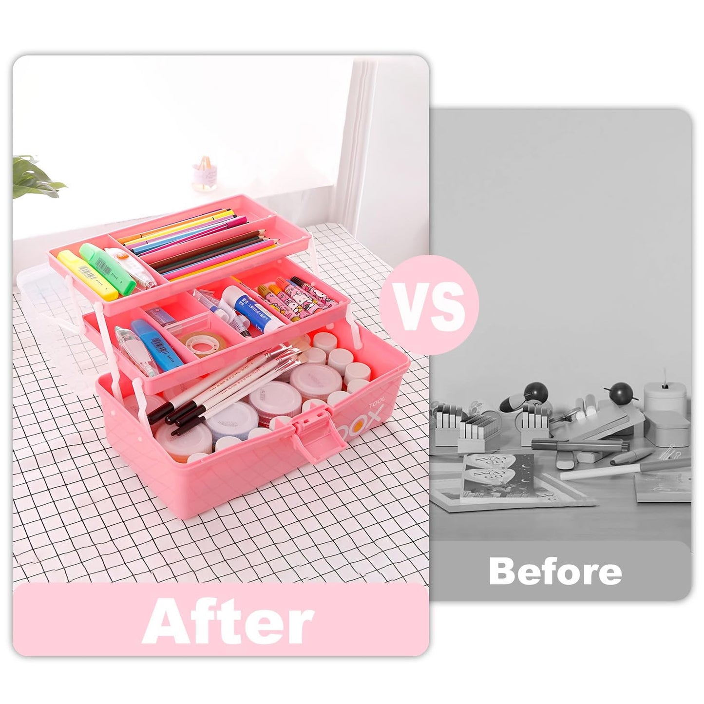 3 Layers Art Storage,Medical Box,Plastic Craft Storage Boxes with Compartments,Craft Box Storage Caddy,Art Storage Box,Craft Organiser for