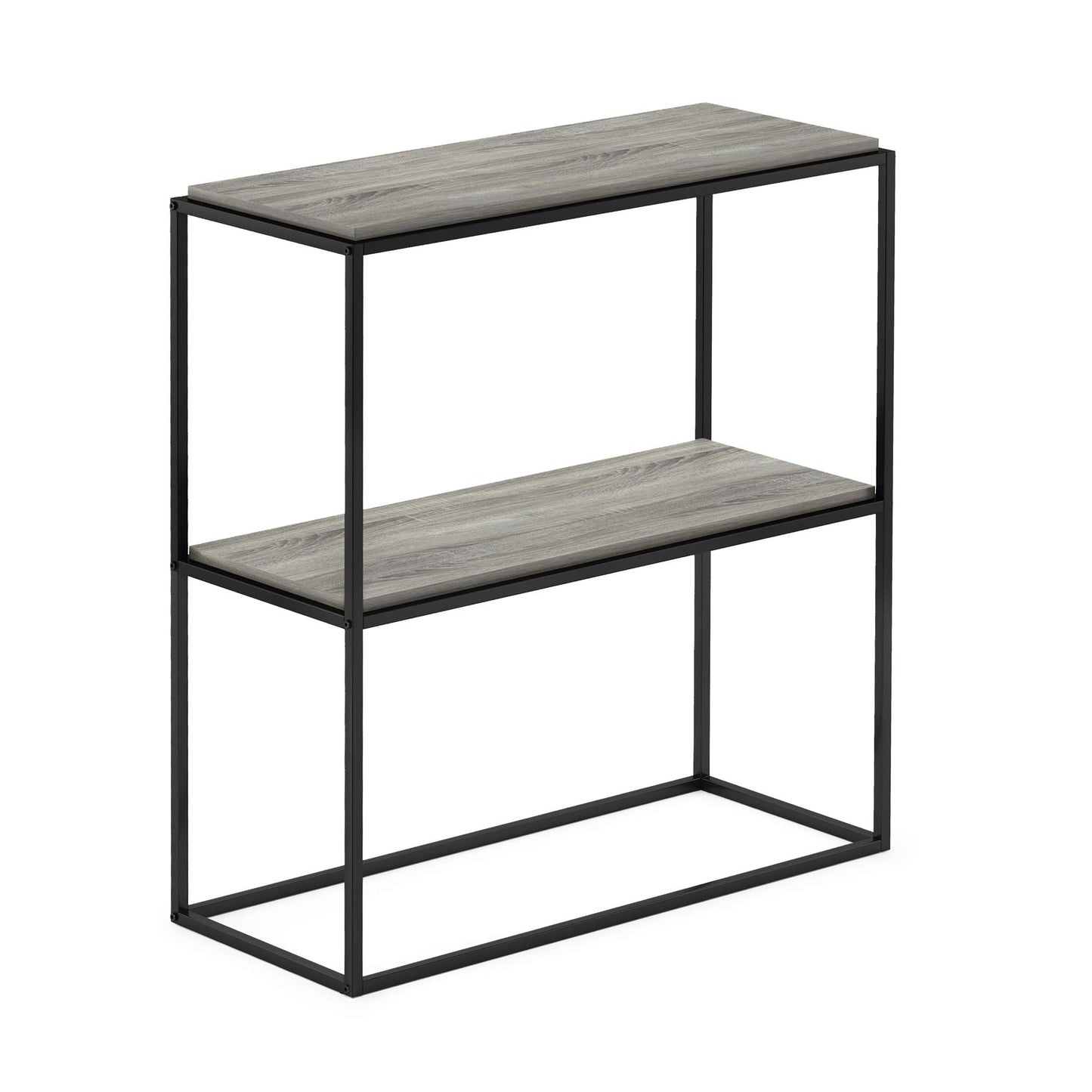 Furinno MORETTI 2-Tier Stackable Grey Book Shelf, Metal Frame Storage Shelves, Rectangular Display Shelf, Easy Assembly, for Organization and Storage