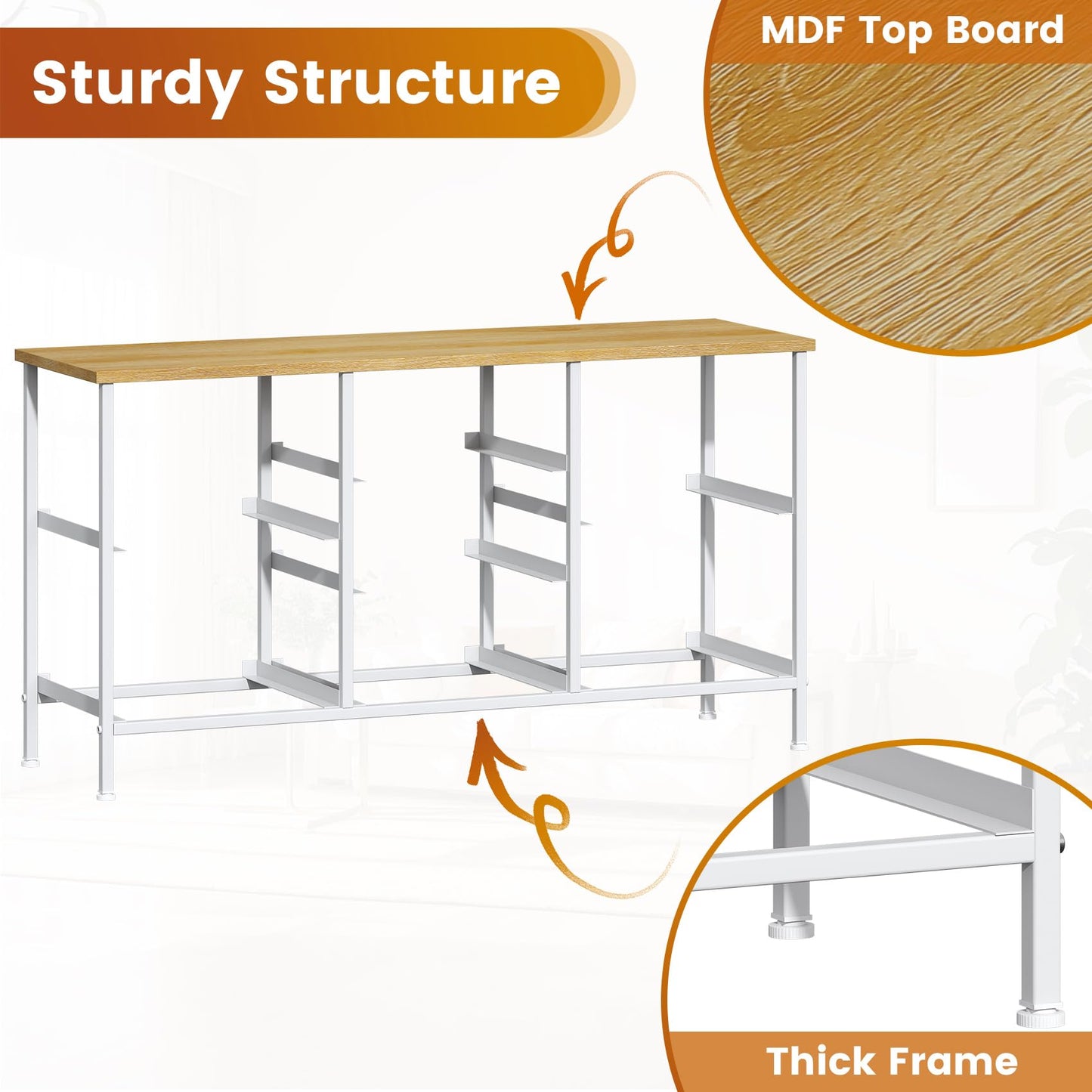 GoaHi Chest of Drawers, Small Dressers with Metal Frame and MDF Wooden Top Board, Adjustable Feet, Anti-Tip Safety