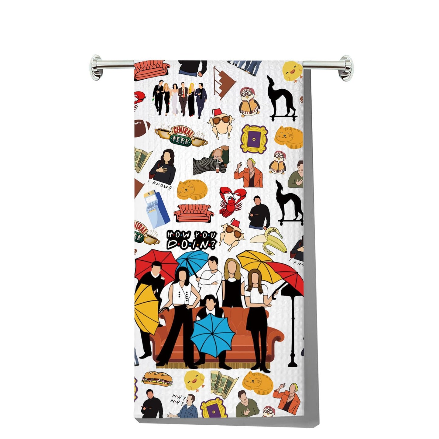 LEVLO Friend TV Show Kitchen Towel Rachel &Ross &Phoebe &Joey &Monica &Chandler Fans Gift Central Park Character Tea Towel Housewarming Present
