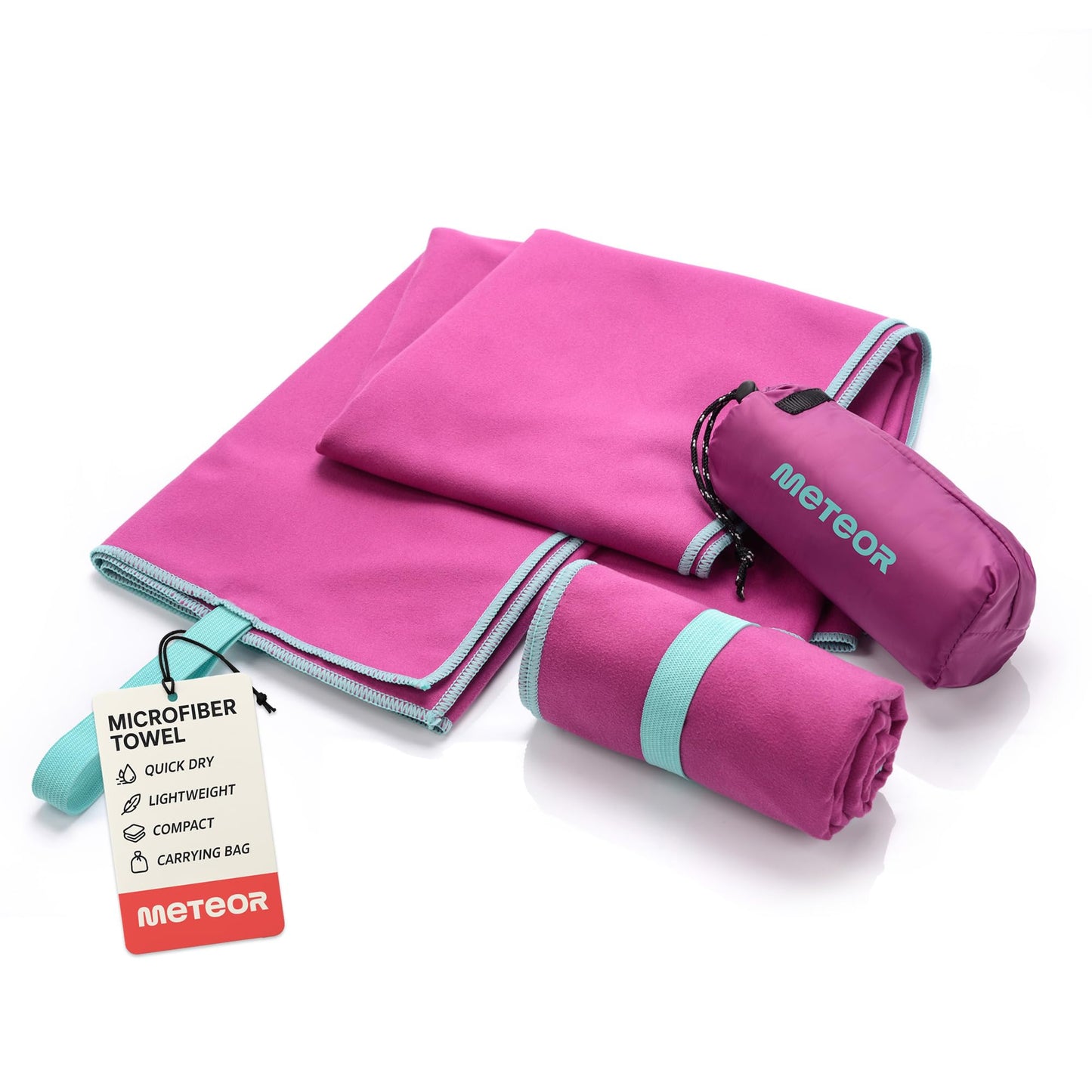 meteor microfibre towel – Lightweight travel towel for gym, swimming, backpacking – Compact & quick-dry gym towels with carry pouch