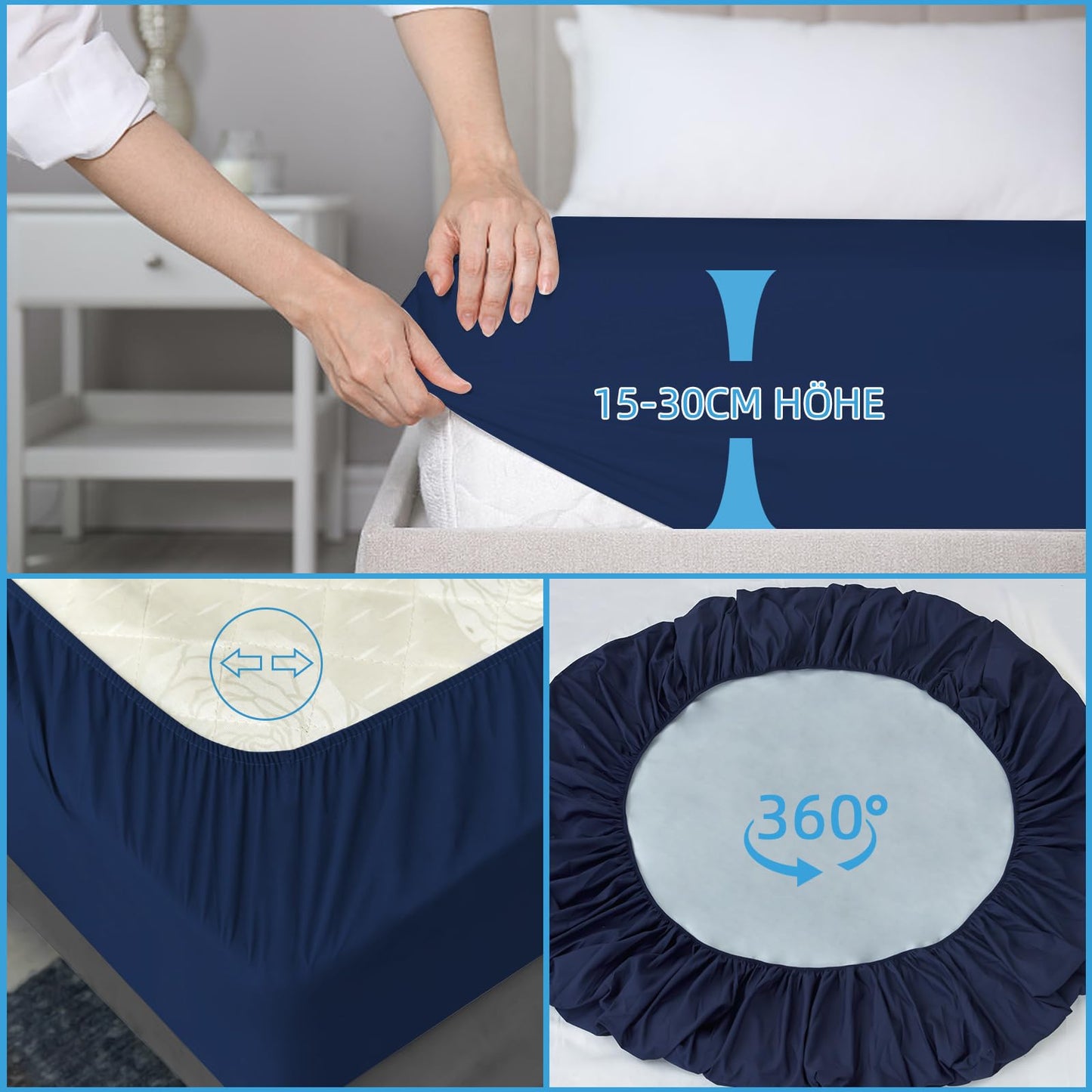 mafudoxi Waterproof Mattress Protector, 160 x 200 cm, Incontinence Fitted Sheet, Breathable Mattress Protector, Bed Sheet, Moisture Protection