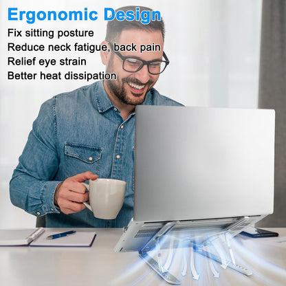 Laptop Stand for Desk Adjustable, Folding Tablet Stand Aluminum Portable Laptop Riser for Desk, Foldable Computer Stand Laptop Holder for Notebook PC