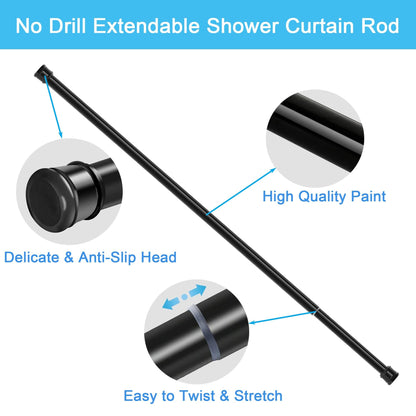 1PC Shower Curtain Pole No Screws Curtain Pole No Drilling Tension Rod Curtain Poles Extendable for Window, Bathroom
