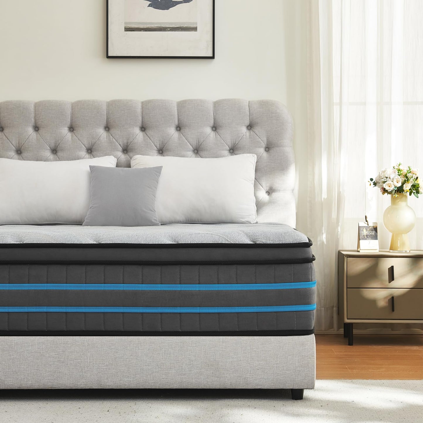 SleepTheme5FT, Double Mattress,150x200x28cm Hybrid Pocket Sprung, Med Firm