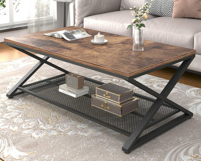 LVB Coffee Table for Living Room Coffee Tables Storage 120cm Rustic Brown