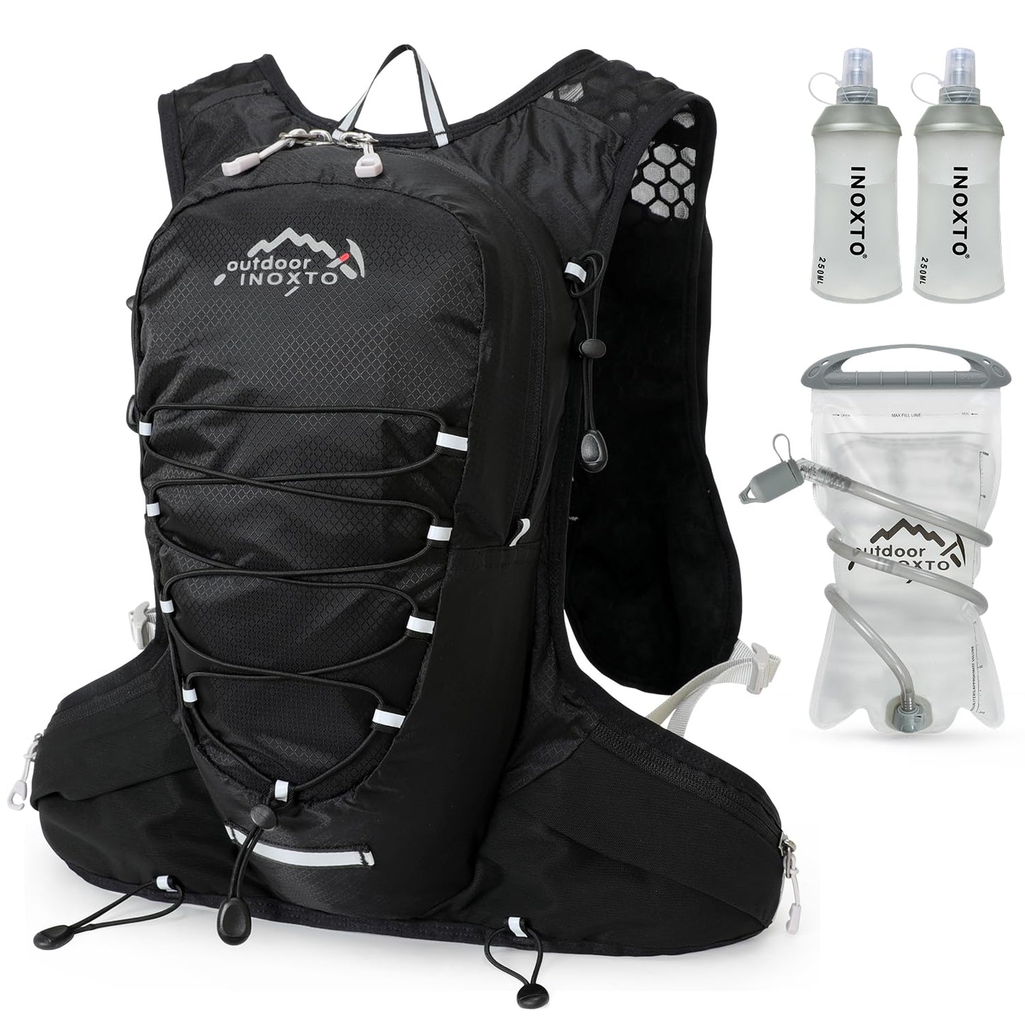 INOXTO running water bag vest backpack with 1.5L water bladder hydration pack backpack suitable for running, cycling, mountain climbing, camping for