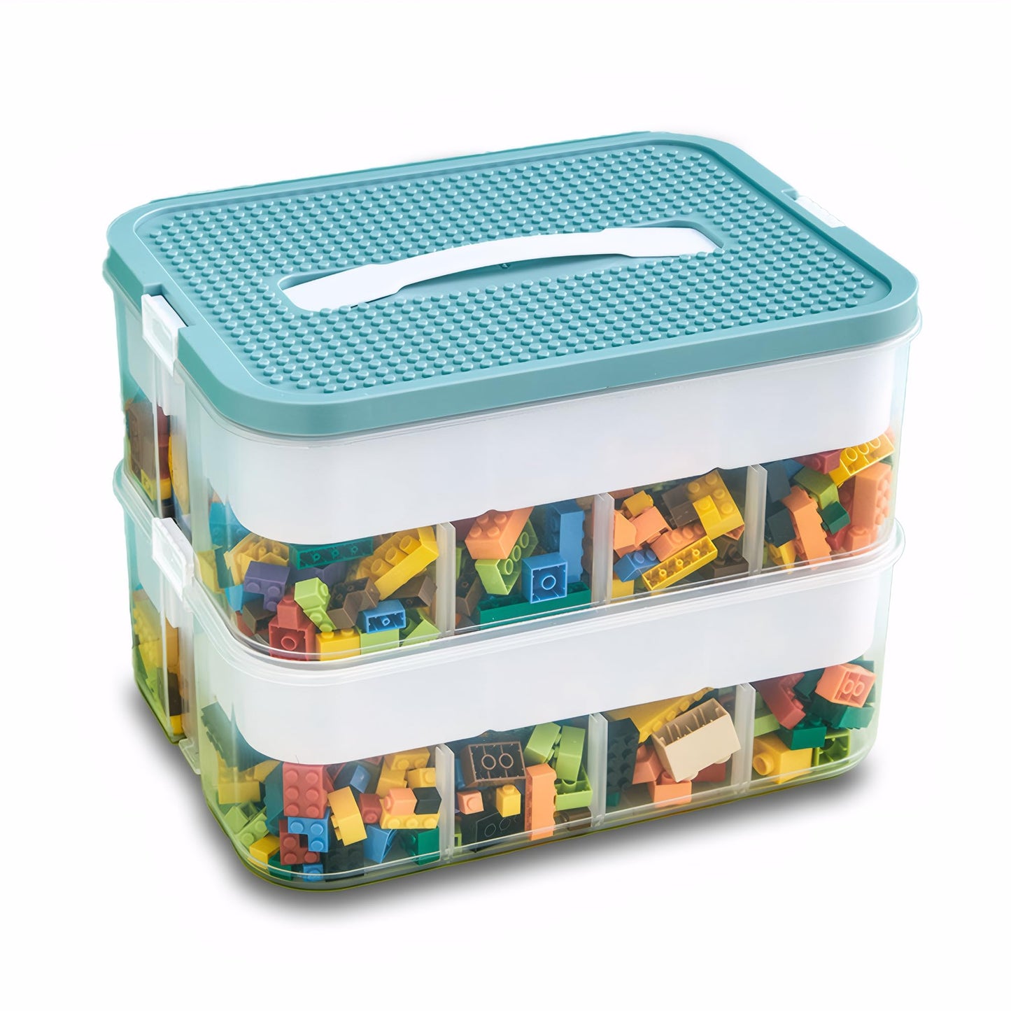 Storage Boxes,Transparent Toy Box Organizer,Stackable Lego Storage Boxes with Lid,Handle,Plastic Multi Compartments Container Chest Case for Storing