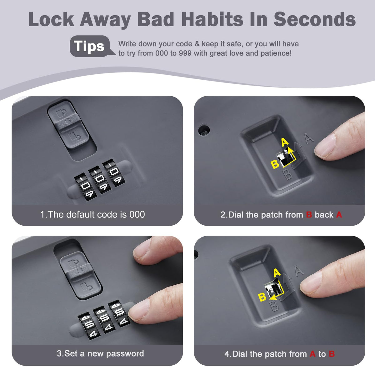 Small Lockable Storage Box with Combination Code - Secure Medicine Safe, Phone Jail, and Snack Box for Home, Fridge, Office, or Travel