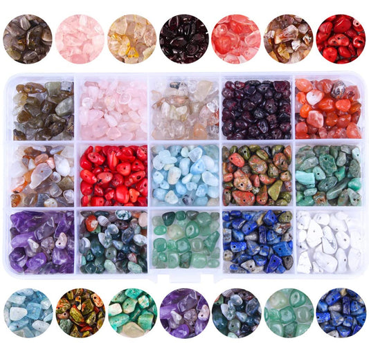 Colle 844pcs Crystal Beads for Jewellery Making, 15 Colors Natural Chip Irregular Stone Bead for Bracelet Making, DIY Gemtone Beads for Necklace Ring