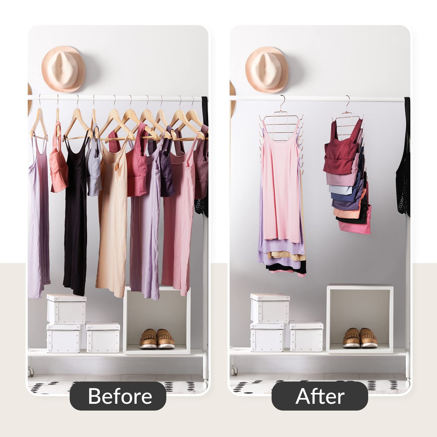 ZEDODIER Tank Top Hanger, 2 Pack Space Saving Hangers, Non-Slip Hanging Bras Holder