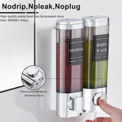KSITEX Shower Soap Dispenser Wall Mounted No Drill Shampoo and Conditioner Dispenser for Shower With Large Capacity Hand Soap Dispenser for Bathroom
