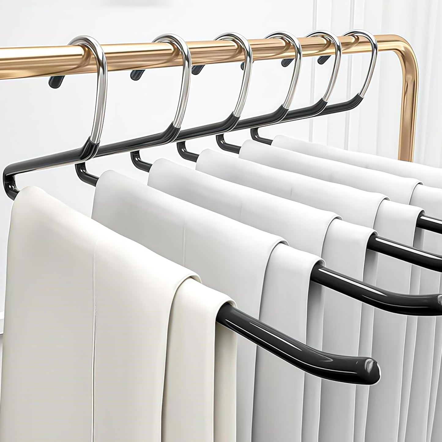 Open Ended Pants Hangers 20 Pack, Non Slip Metal Trouser Hangers CreamWhite