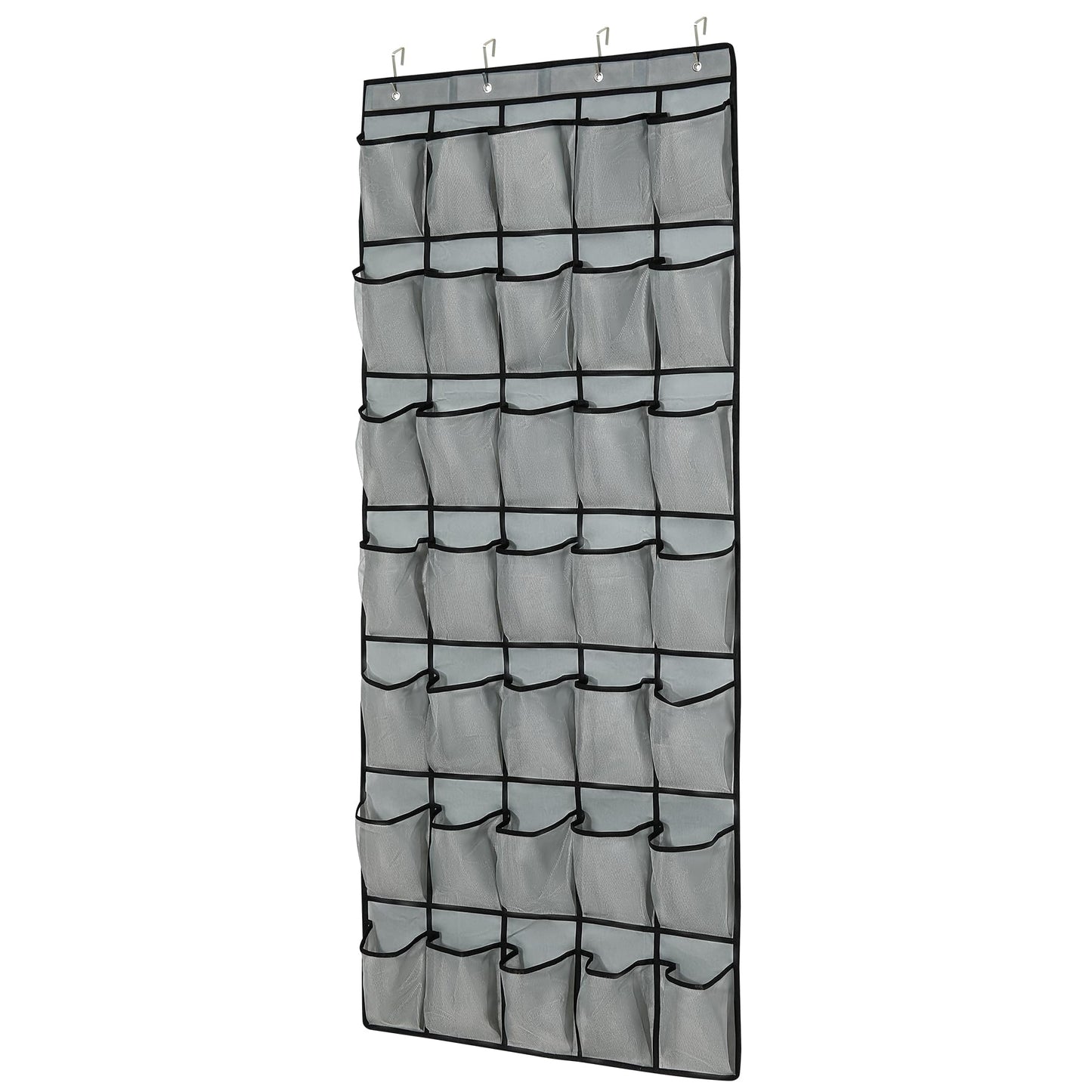 35-Pocket Over The Door Shoe Organizer - Mesh Pockets Shoe Holder Rack With 4 Metal Hooks