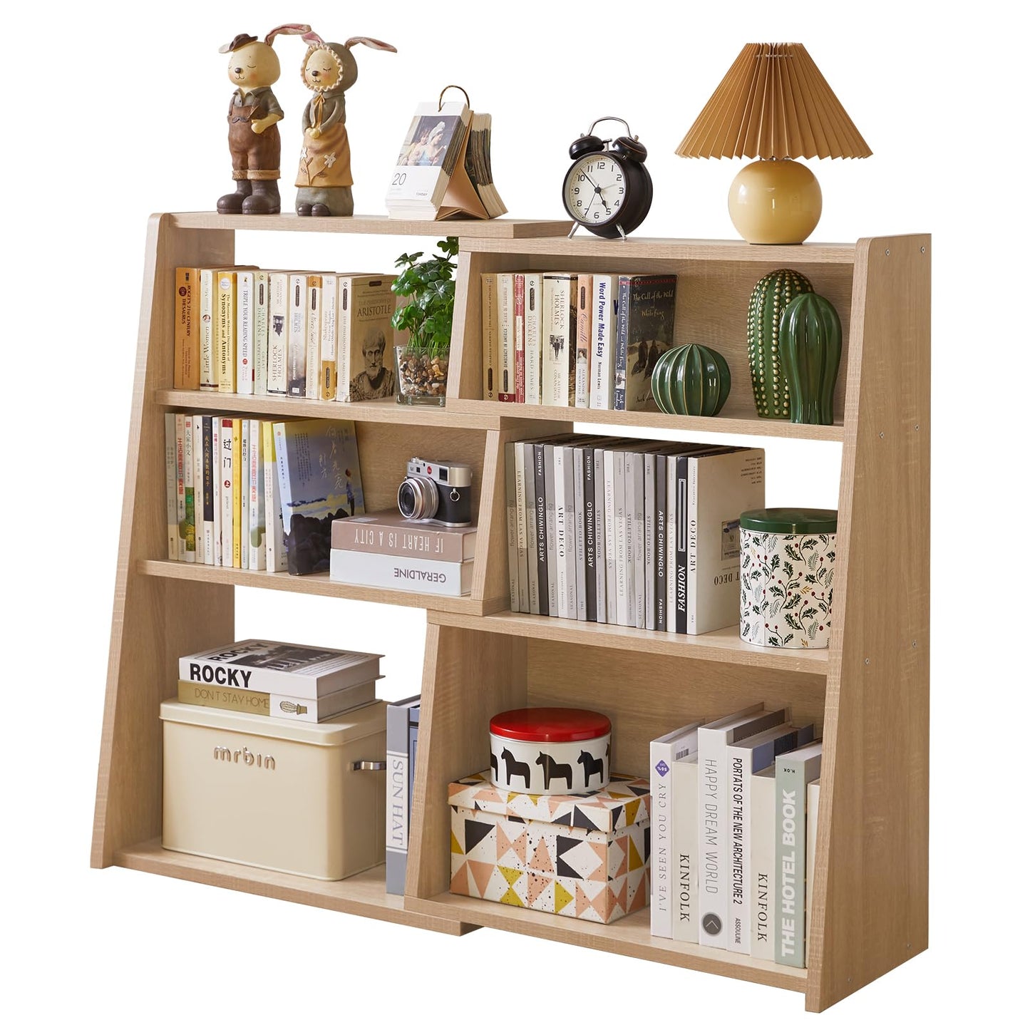 Aibiju Wooden Extendable Shelf Bookcase, 3-Tier Storage Organizer Bookshelf，Standing Shelf, Cube Shelf, for Living Room, Home Office, Dinning Room
