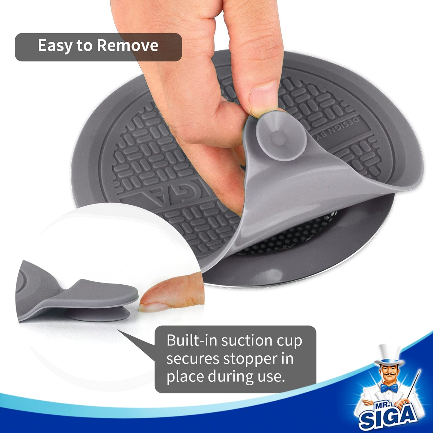 MR.SIGA Silicone Bathtub Stopper, Drain Stopper for Shower, Sink, 3 Pack
