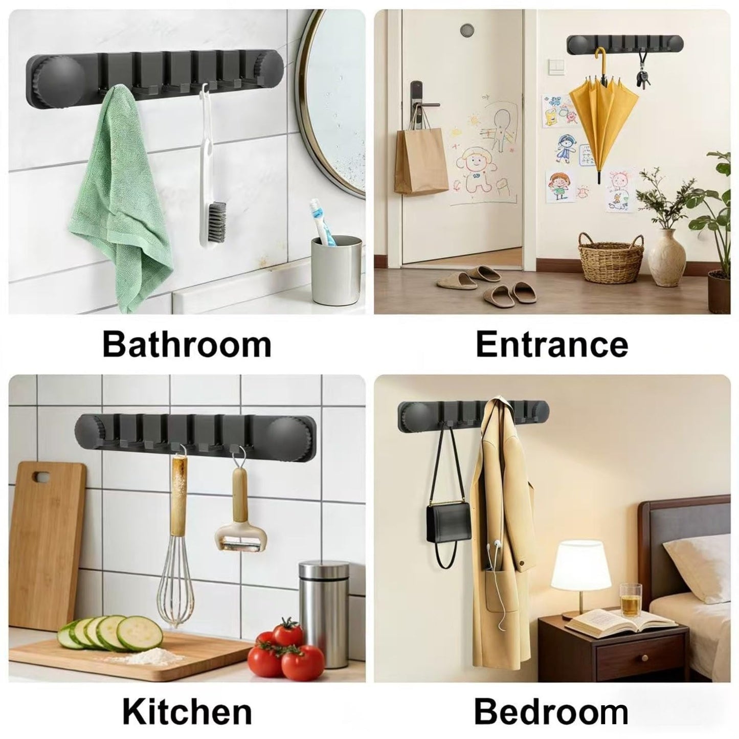 Plliocse Wall Coat Hook Racks Folding Invisible Coat Hooks Easy Install Clothes Rack for Space Saving (Grey 2PC)